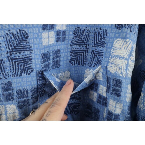 Nat Nast Luxury Originals Mens 2XL Silk Blend Geometric Hawaiian Button Shirt - Picture 5 of 12